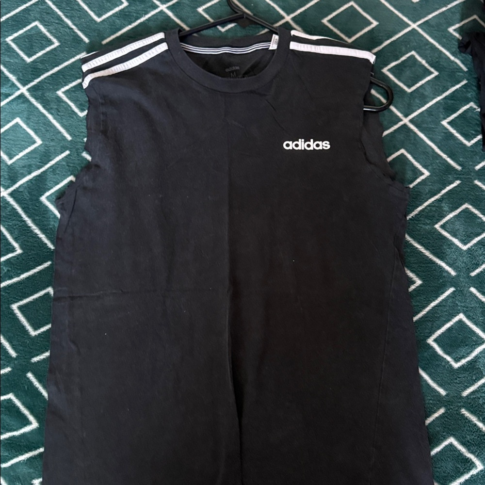 Adidas Black and White Sleeveless Shirt